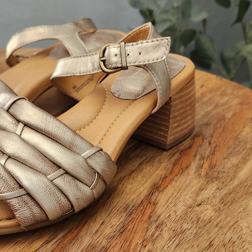 Born Gold Sandals with Woven Leather Design